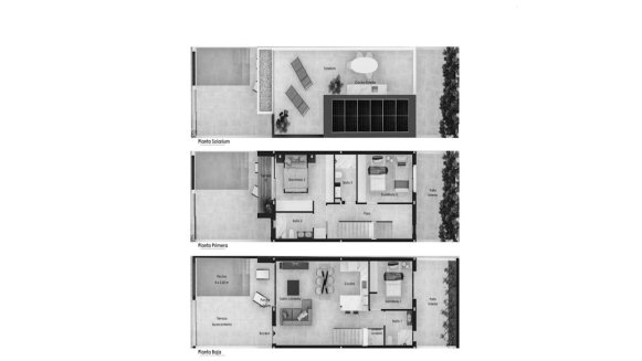 Планировка виллы 3 спальни в ЖК Evo Villas № 4 (2D)