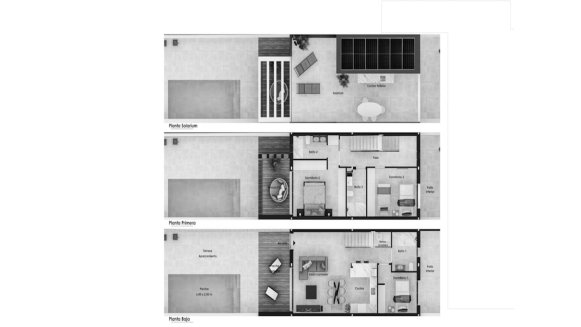Планировка виллы 3 спальни в ЖК Evo Villas № 3 (2D)